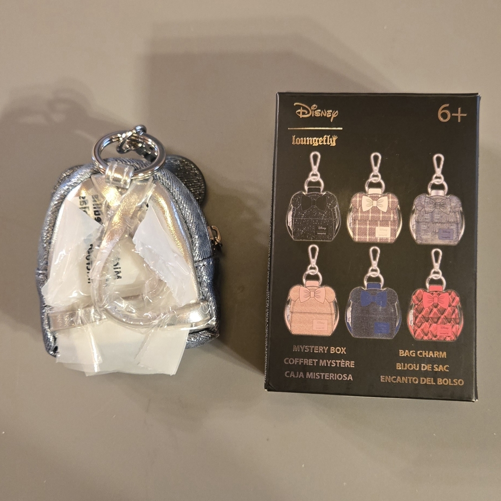 Loungefly Disney Minnie Mouse Blind Box Mini Backpack Keychain Charm - Denim - Picture 2 of 2